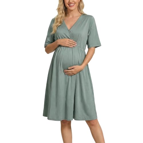 Generisch Vestido de maternidad para embarazo, lactancia, con tejido suave, ajuste ceñido a la figura, cómodo vestido de verano con mangas cortas, Gn3, XXL