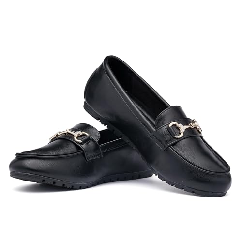 Image of BGSTGUDS Women's Wide Loafers Shoes Cute Dressy Shoes Ladies Comfort Slip Ons Work Shoes