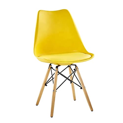 Image of Set of 4 Modern Style Mid Century Modern Dinning Room Cafe Hotel Office Wooden Legs Chair (Yellow with Cushion)