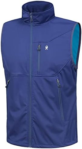 Little Donkey Andy Men's Lightweight Softshell Vest, Windproof Sleeveless Jacket for Travel Hiking Running Golf Blue L
