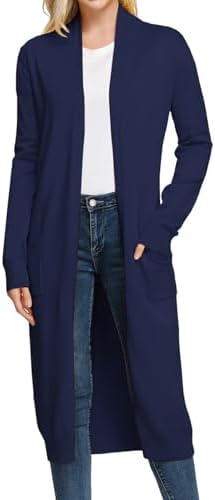 GRACE KARIN Essential Solid Open Front Maxi Long Knitted Cardigan Sweater for Women