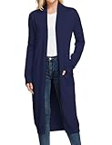 GRACE KARIN Womens Long Sleeve Open Front Long Maxi Cardigan Longline Navy Blue Sweater Duster (XL,Navy Blue)