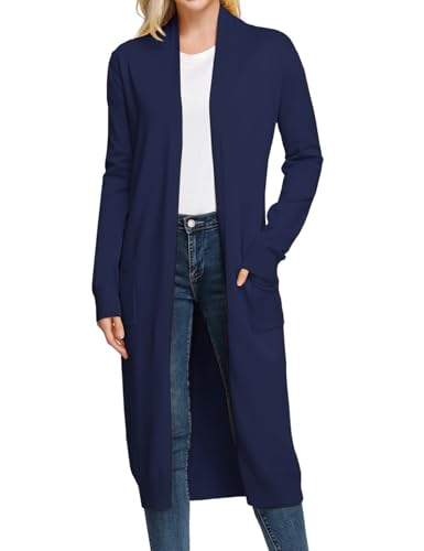 Image of GRACE KARIN Essential Solid Open Front Maxi Long Knitted Cardigan Sweater for Women