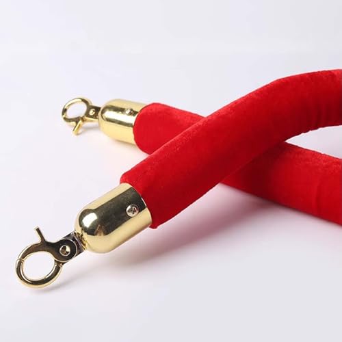 Cuerda De Terciopelo Rojo para Postes, Juego De 2, Barrera De Cuerda Trenzada De Terciopelo para Control De Multitudes, Cuerdas Colgantes para Decoración De Alfombras Rojas con Cierres De Metal