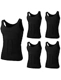 TOPTIE 5 Pack Slimming Body Shaper Compression Shirt Mens Sculpting Vest Muscle Tank Black
