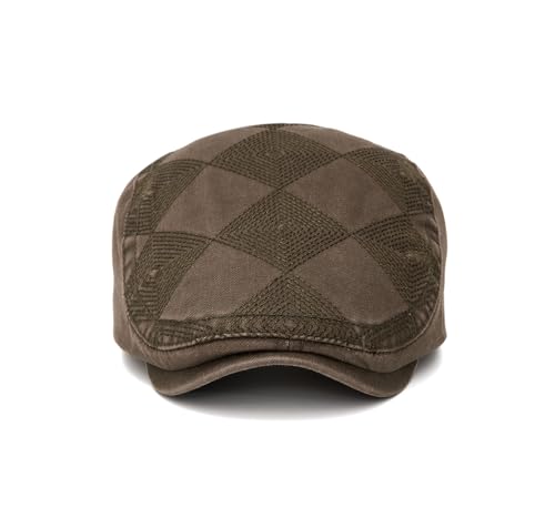 Image of Quanhaigou Men's Cotton Flat Ivy Gatsby Newsboy Driving Hat Adjustable Irish Cabbie Ivy Driving Hunting Cap