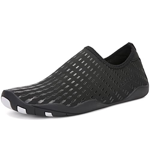 Sixspace Badeschuhe Herren Wasserschuhe Schwimmschuhe Männer Frauen Strandschuhe Aquaschuhe Barfußschuhe für Strand,Pool,Meer,Wassersport,Tauchen,Surfen,Aqua Cycling(Schwarz 43 EU)