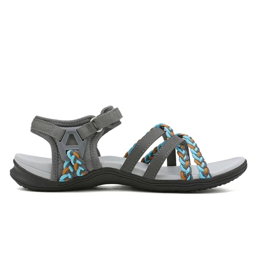 Image of UBFEN Womens Hiking Comfortable Sport Sandals Outdoor Walking | Casual Lightweight Water Sandals with Adjustable Straps Arch Support for All-day Wear, Beach, Vacation, Adventure, Camping