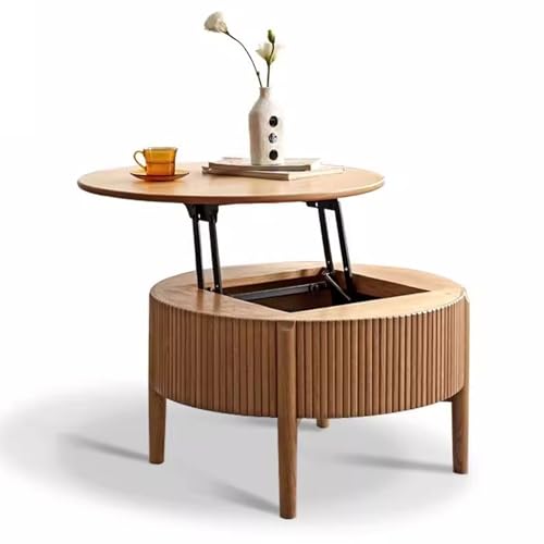 MyNvy lift up coffee table storage coffee table Round Lifting Coffee Table, Small Storage Tea Table, Suitable for Living Room, Bedroom and Office
