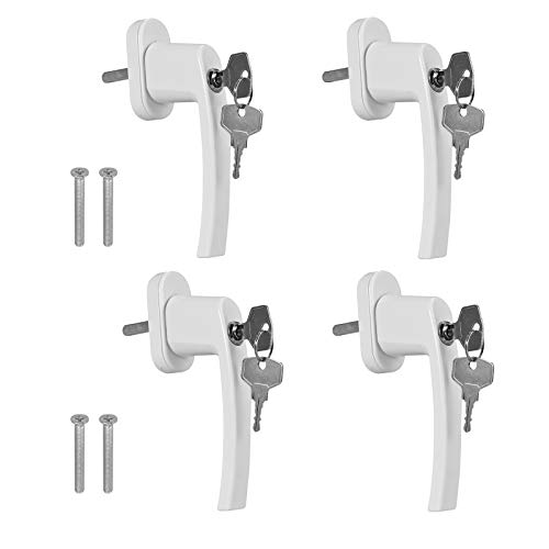 CAMWAY 4 Pcs Poignée de Fenêtre et Porte Verrouillable pour Sécurité Enfant Poignée de Fenêtre Verrouillable Poignées de Sécurité en Longueur de la Tige 35 mm en Aluminium