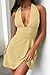 GOKATOSAU Women's Halter Deep V Neck Flowy Chiffon Bow Tie Backless Summer Mini Dress LightYellow