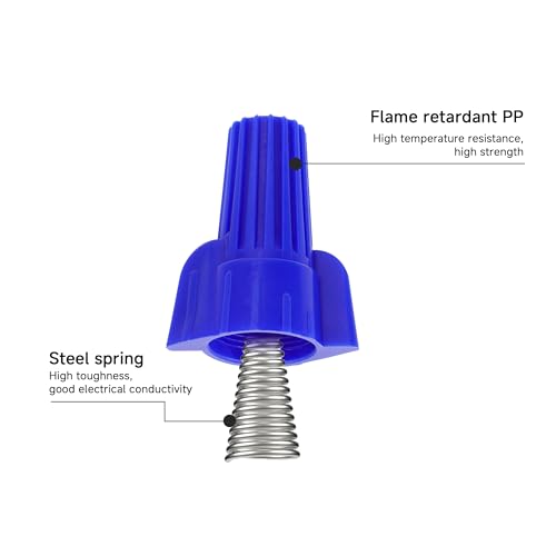 image for YMYP 100PCS Winged Wire Nut Connector - AWG 14-6 Blue - Insulated Inse