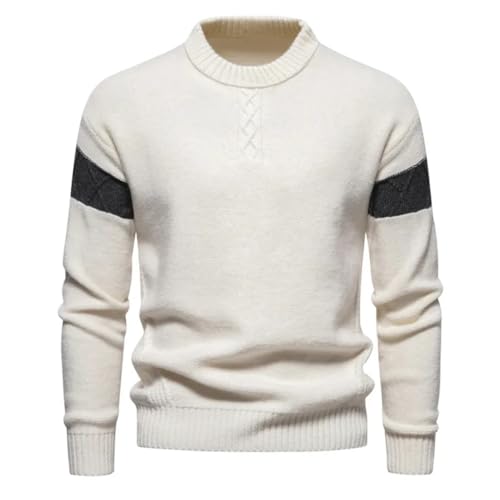Men's Half High Neck Sweater Warm and Skin-Friendly Elastic Sweaters Pullover Knit Sweater M48-White XL