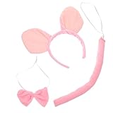 LIFKOME Conjunto de Diadema con Orejas de Cerdo Accesorios para El Cabello de Mujer para Fiesta Diadema de Cosplay Conjunto de Disfraz de Animal Pajarita