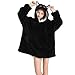 SSODHIF Tutte le taglie per felpa da bambino, con cappuccio oversize, adatto per coperta, un cappotto portatile e una giacca per ragazze, cuscino spaziale (nero, taglia unica)