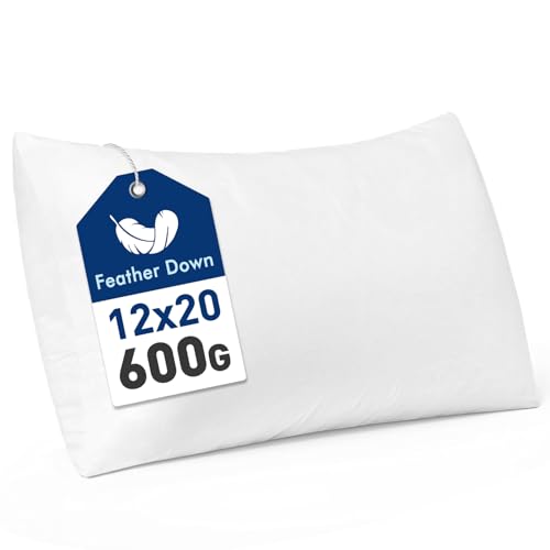 MIULEE Feather and Down 12x20 Inch Throw Pillow Insert for Sofa Bed Couch