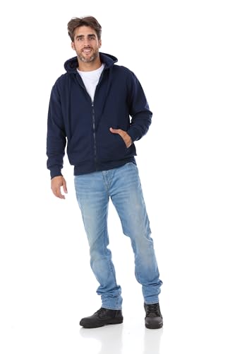 Mens Fleece Hoodie - Thermal lined sweatshirt - Cotton Blend Jacket Zipper Front3