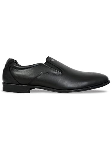Image of Allen Cooper Men's Black Genuine Leather Loafers |Slip-On Formal Shoes | Comfortable Office Moccasins for Men