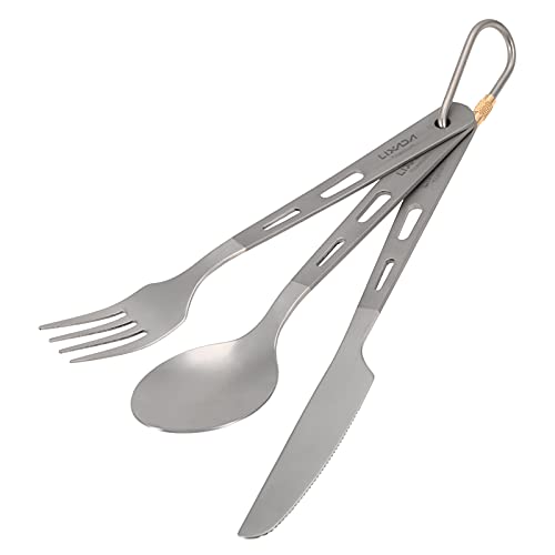 3-delat bestickset ium Utomhuscamping Picknick Bestick Sked Skärgaffel med karbinhake