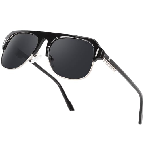 Image of BIRCEN Mens Acetate Polarized Sunglasses: Retro Square Sun Glasses UV400 Protection Anti-Glare Shades for Driving Travel