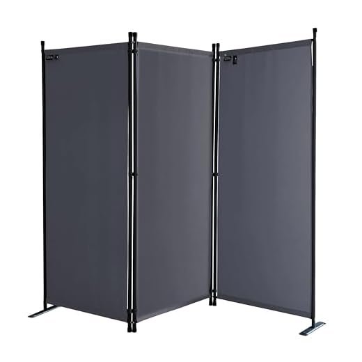 QUICK STAR Paravent 3 Teilig 170 x 165 cm Stoff Raumteiler Trennwand Balkon Sichtschutz Stellwand Faltbar Grau
