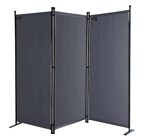 QUICK STAR Paravent 3 Teilig 170 x 165 cm Grau - Garten & Balkon Sichtschutz Stellwand...
