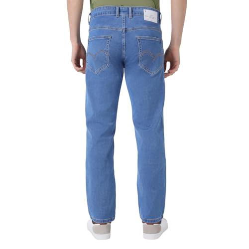 Image of Wert Men's Dark Blue (denimix) & Ice Colour Jeans, Regular Fit, Contrast Stitching,