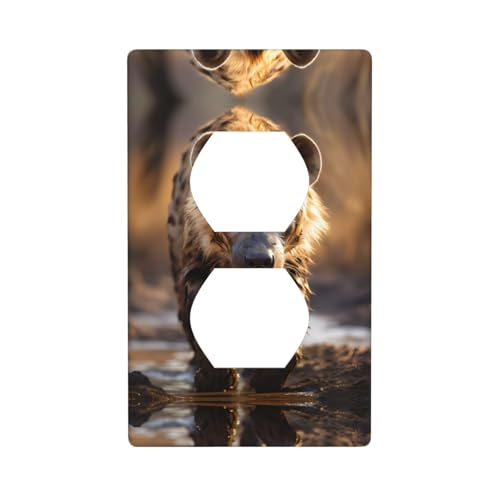 Phayah Lone Hyena - Placa de pared para receptáculo dúplex de tamaño estándar, policarbonato termoplástico, doble enchufe