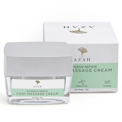 Image of AZAH Foot Massage Cream for Cracked, Rough & Dry Feet | Foot Massage Cream With Benefits of Neem, Aloe Vera & Haldi | FOR HEEL REPAIR | Relieves from Swollen Ankles & Heel | Moisturizes Feet | 50gm