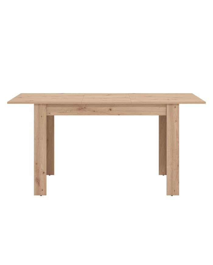 Home Heavenly® Mesa de Comedor Extensible Nerea – Laminado Resistente – Extensión Central de 120 a 160 cm – Diseño Moderno y Fácil de Limpiar – 120/160x80x76 cm – Mesa Rectangular Color Roble Artisan
