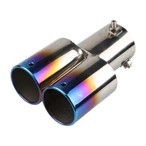 Silencieux d'échappement double universel acier inoxydable 64mm pour voiture