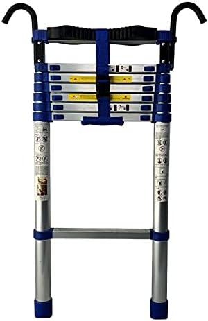 Telescopic Ladders Blue Telescoping Ladder with Hooks, Extendable Aluminium Extra Tall Ladders, Telescopic Climb Ladder for Industrial Household Daily Use (Size : 2.8m/9.2feet)