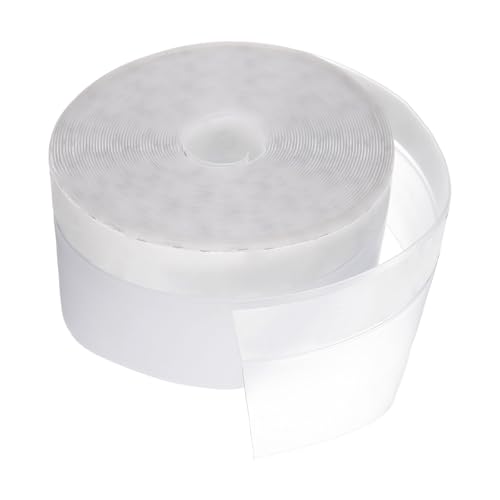 sourcing map Door Draft Stopper, 26.25ft x 45mm Silicone Weather Stripping Door Sweep Weather Seal Strip with Adhesive Tape for Window House Shower Glass Gaps, Translucent