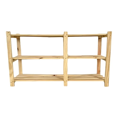 Estante Baixa Rack De Madeira Pinus Multiuso 3 Prateleiras