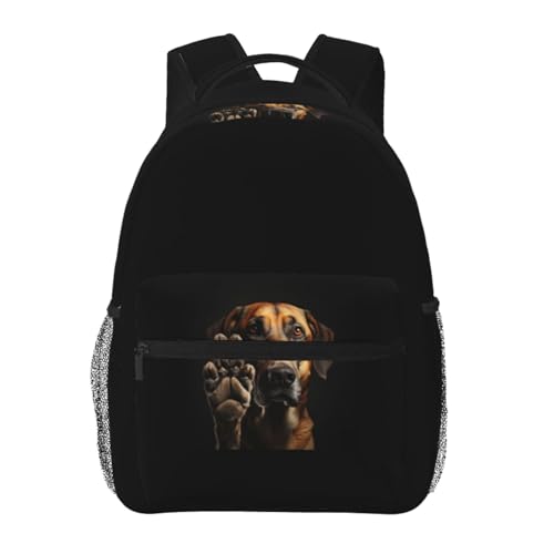 Mochila de ocio versátil con estampado de huellas de perro para uso diario ligera