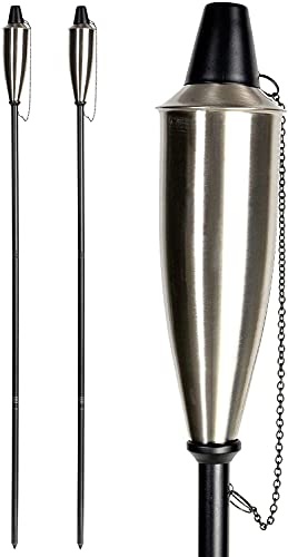 Garden Torch Set of 4 Garden Backyard Landscape Lanterns - 60 Inch Citronella Patio Metal Torch (Satin Silver) by Deco Window - Image 6