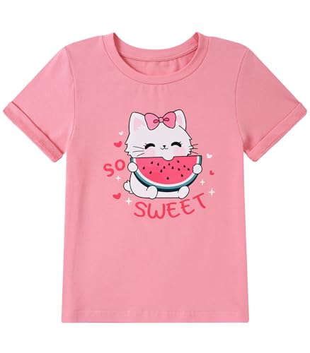 Image of Toddler Girls Clothes T-Shirt Short Sleeve Graphic Tee Cartoon Dinosaur 2-6T Girl Shirt Summer
