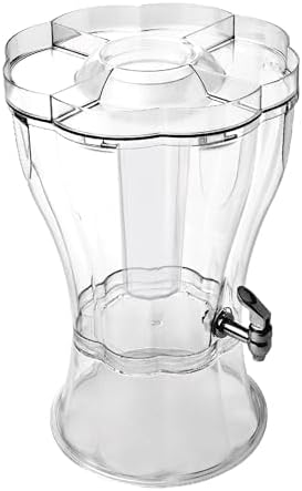 3.5 Gallon Beverage Dispenser with “Party-Top” Tray, Removable Ice-Cone, Lock-On Base & Easy-Flow Spigot, Break-Resistant Tritan with Embossed Mixing Marks, Dishwasher Safe