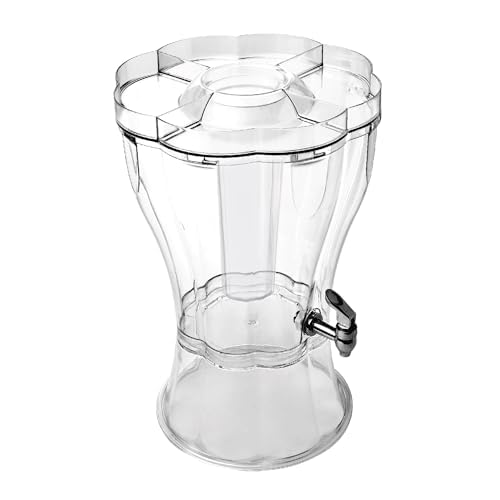 3.5 Gallon Beverage Dispenser with “Party-Top” Tray, Removable Ice-Cone, Lock-On Base & Easy-Flow Spigot, Break-Resistant Tritan with Embossed Mixing Marks, Dishwasher Safe
