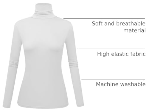 Image of Women's Long Sleeve Turtleneck Shirts Slim Fitted Lightweight Base Layer Casual Tops