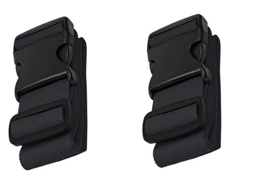 Luggage Straps for Suitcases, 5cm Wide x 2meter Long, Adjustable, Quick Release Buckle, Heavy Duty, Polypropylene Belt, ABS Push Buckle (2 PCS, Black)