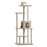 MWPO Modern Cat Tree - 63-Inch Luxury Wood Cat Tower for Indoor Cats, Large Perches with Soft Cushio