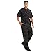 TopTie Unisex Short Sleeve Chef Coat Jacket, Black and Red