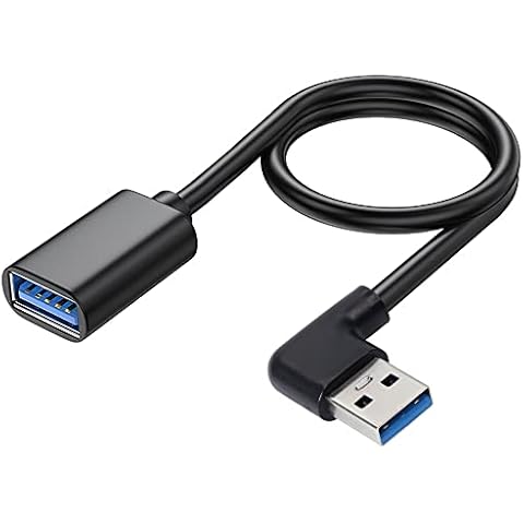GELRHONR Right Angle USB 3.0 Extension Cable,Super Speed 90 Degree USB3.0 A Male to Female Super Fast 5Gbps Data Cord for Laptop TV USB Disk Mouse Hard Disk Camera -Black 3.3Ft/1M (Left/Female) Cover