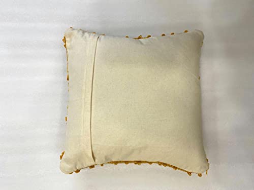 Image of TIB Premium Boho Decorative Throw Cushion Covers, 16 x 16 cm, Set of 2, Cotton. (Mustard Abstract)