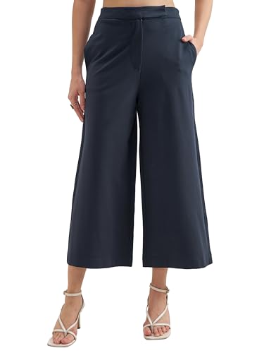 Image of Tokyo Talkies Wide Leg Relaxed fit Cullotes |Ultra Soft, Elasticated, High Waist, Wrinkle Free Trousers |All Day Wear