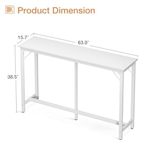 Odk 63 inch bar table bar height pub table counter height bar table rectangular high top kitchen dining counter tables with sturdy legs easy to clean top indoor use white  urban country home decor