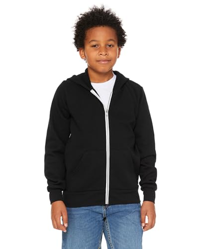 BELLA + CANVAS Youth Sponge Fleece Full-Zip Hoodie M Black