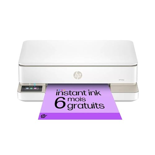 HP Envy 6120e, 714L8B, Imprimante Multifonction, Jet d'encre, A4, Couleur, Impression Recto Verso Automatique, Jusqu'à 10 ppm, Wi-FI, Smart, 6 Mois de Forfait Instant Ink Gratuit, Blanche