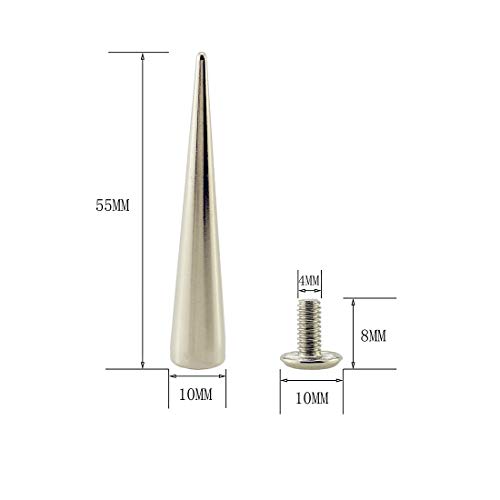 55Mm Solid Punk Bullet Large Spikes Metal Leather Rivets Diy Silver Screw On Cone Studs For Cosplay Clothes Set Of 10 #TOP1